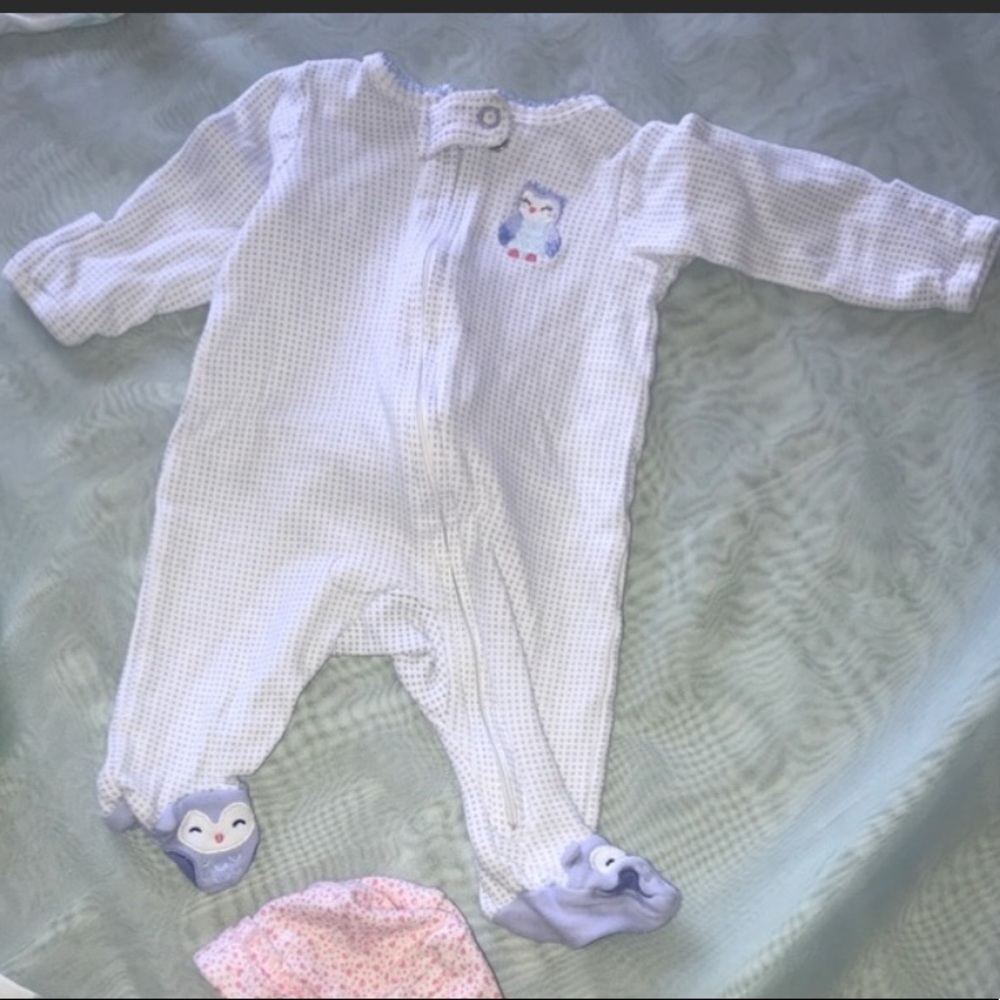 Carters Owl Theme Footed Onesie